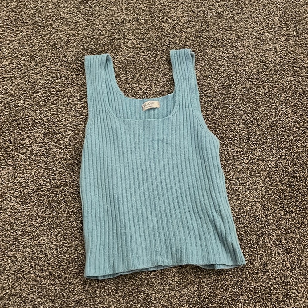 Light blue, ribbed tank, square neck, great condition,